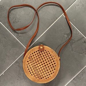 Brown Woven Crossbody Bag
